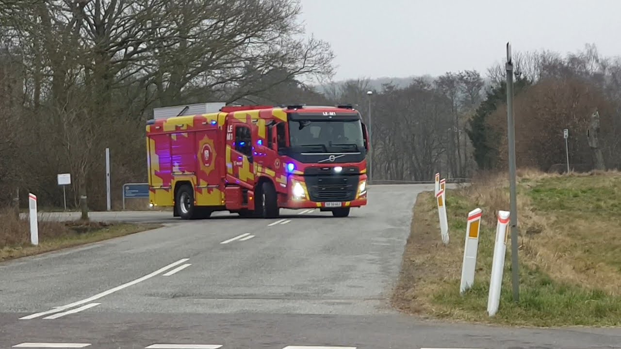 *Fire Alarm* Lellinge Brandvæsenet i udrykning LE-M1 LE-S1 LE-V1. Lellinge Fire Department response.