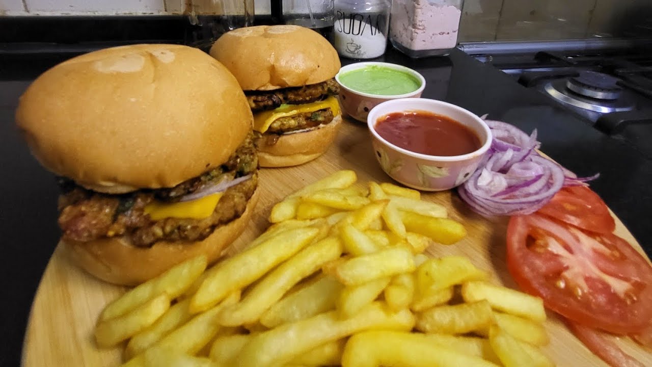 Chicken Chapli Kabab Burger by Leena's Home Kitchen.