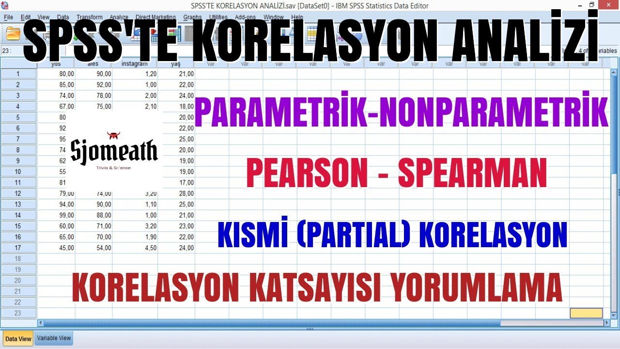SPSS'te Korelasyon Analizi + Kısmi (Partial) Korelasyon