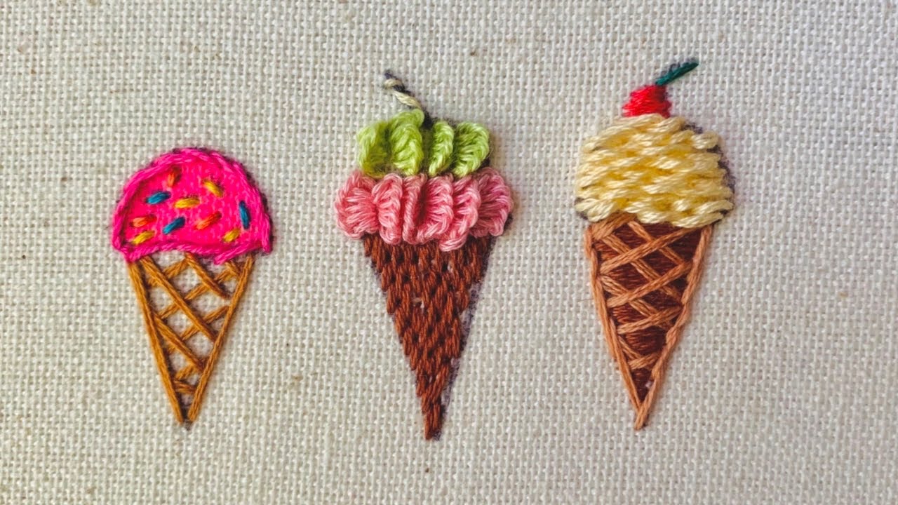 Very easy ice cream embroidery designs