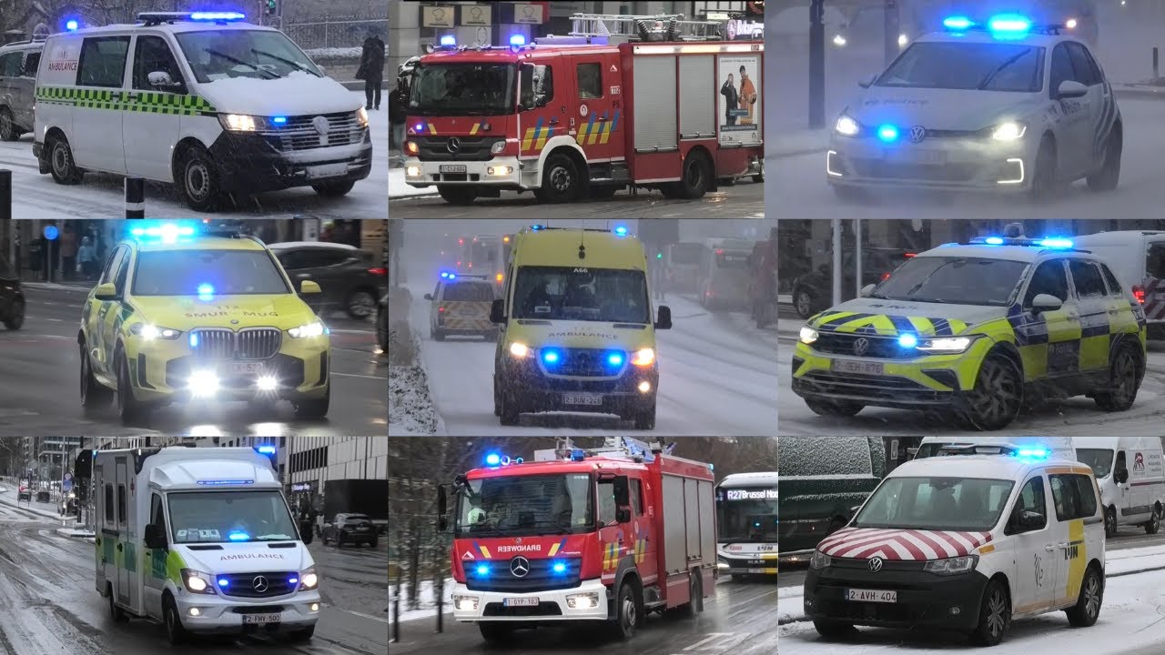SNEEUWCHAOS IN BELGIË! | Vele HULPDIENSTEN met spoed door de SNEEUW in BRUSSEL! [#2]