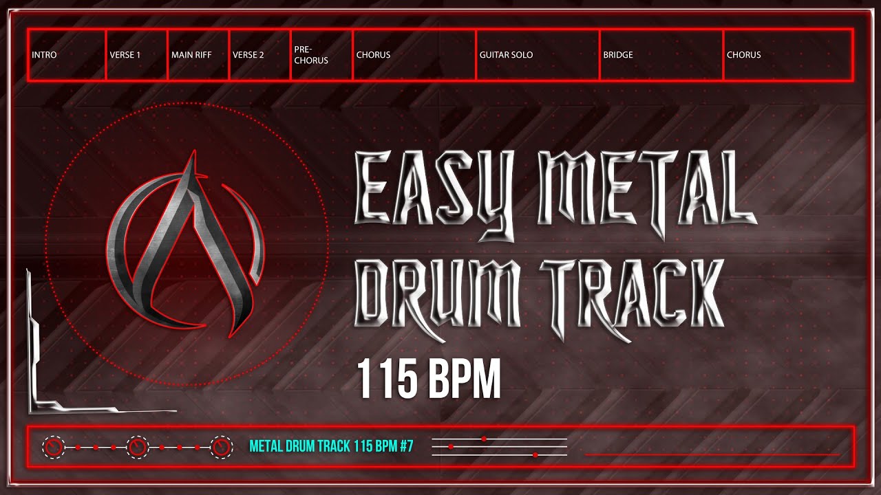 Easy Metal Drum Track 115 BPM (HQ,HD)