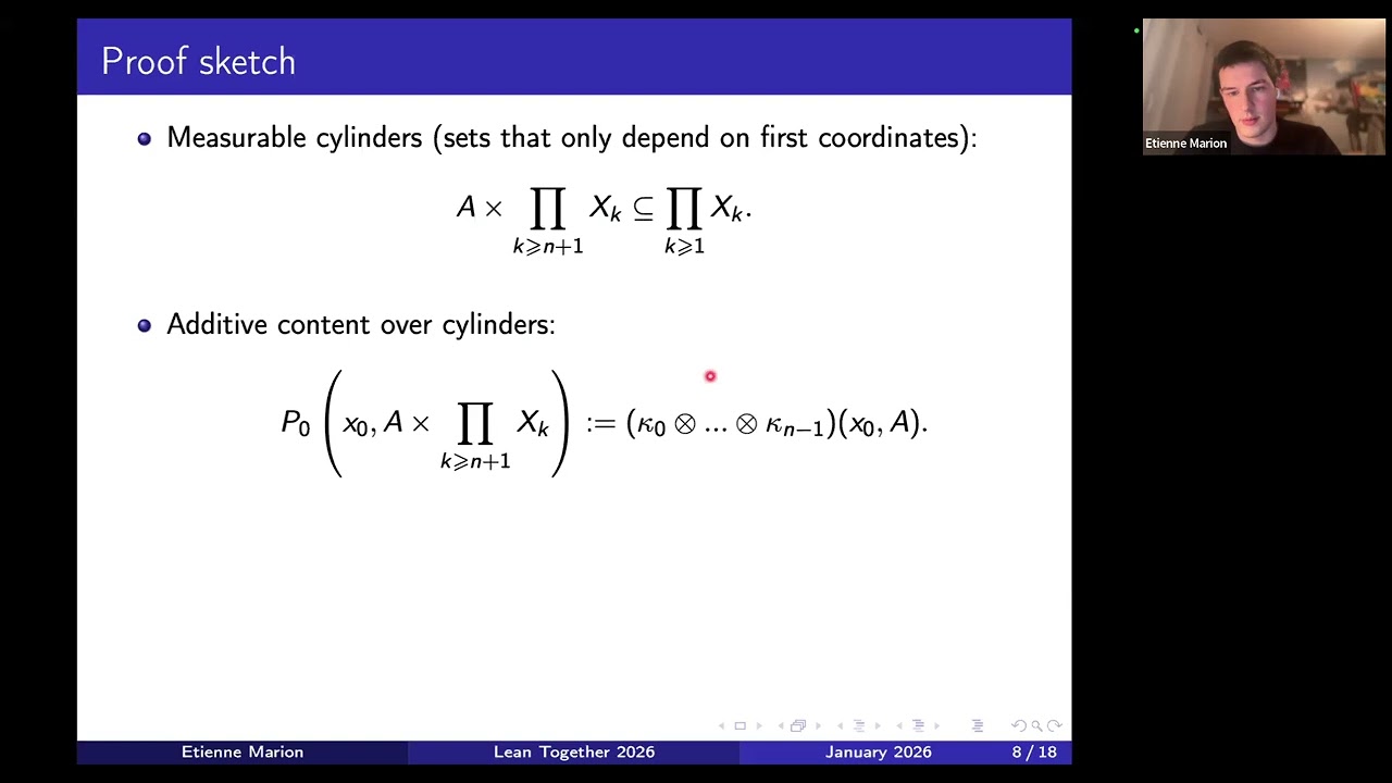 Etienne Marion - Formalization of the Ionescu-Tulcea theorem in Mathlib (Lean Together 2026)