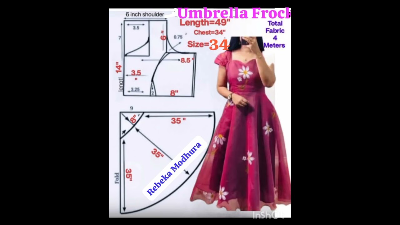 34 Size princess cut with umbrella Frock Design Drafting (Rebeka Modhura)