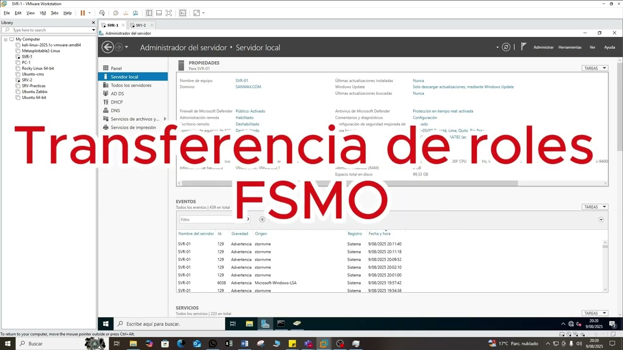Implementación y Configuración en Windows Server 2019: FSMO, OU MASIVA, TELNET, RDS, RAID, NFS y NTP