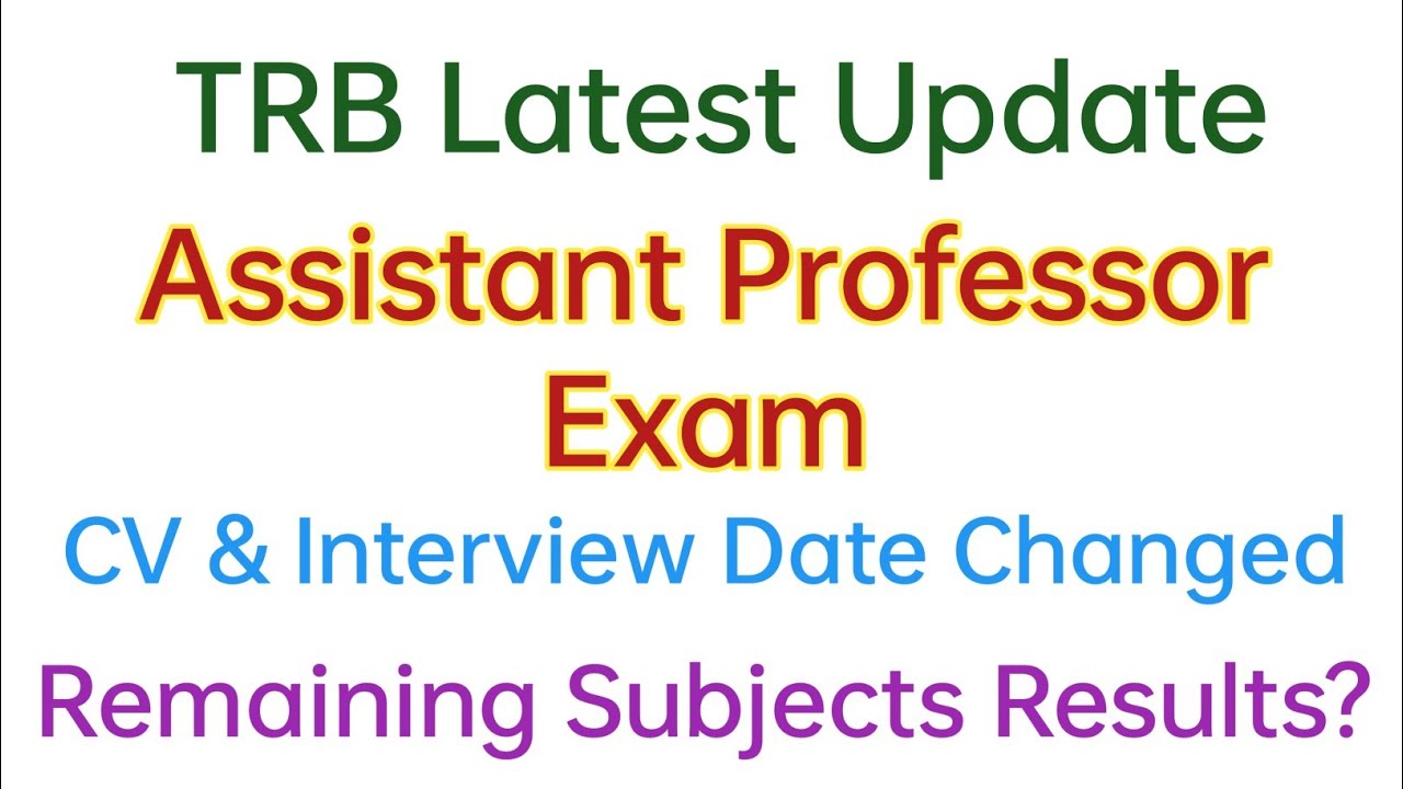 TRB Assistant Professor Exam Results Today's Update 
