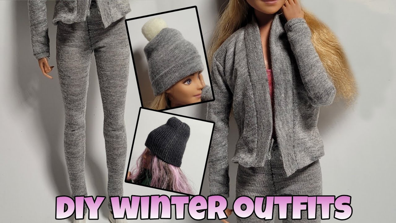 DIY - barbie winter outfits | beanie/hats
