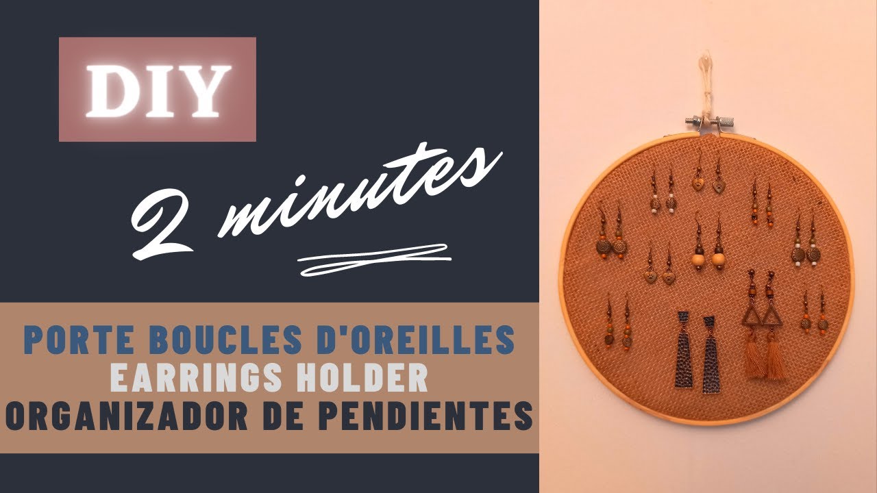 DIY Porte boucles d'oreilles| Comment fabriquer un Rangement  boucles d'oreilles en toile de jute