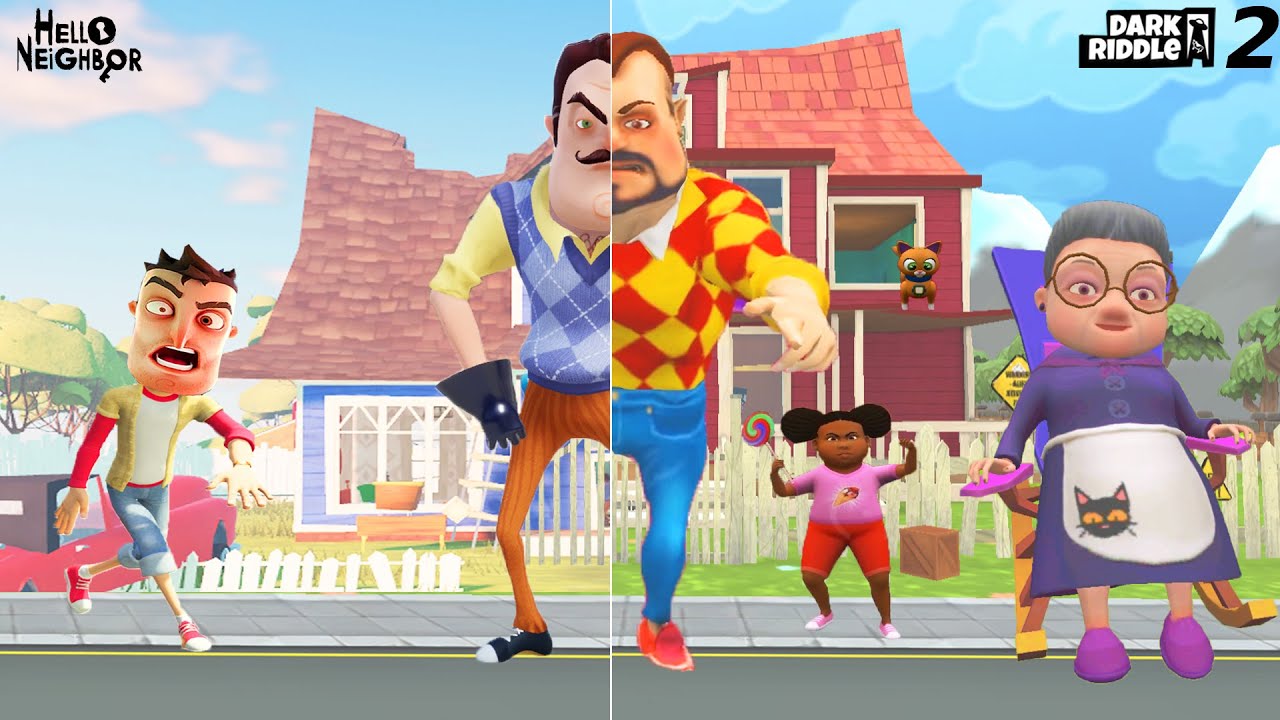 EFSANE ADAMLAR KAFA KAFAYA 😱 Dark Riddle 2 VS Hello Neighbor