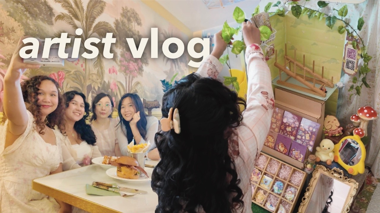 artist vlog 🌷🌼  booth prep | cute tea gathering | january reset ೃ࿔*:･