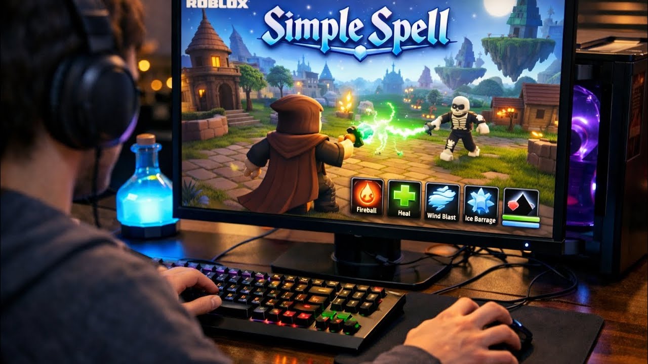 Playing roblox Simple Spell#roblox #newupdateinrobloxbedwars 