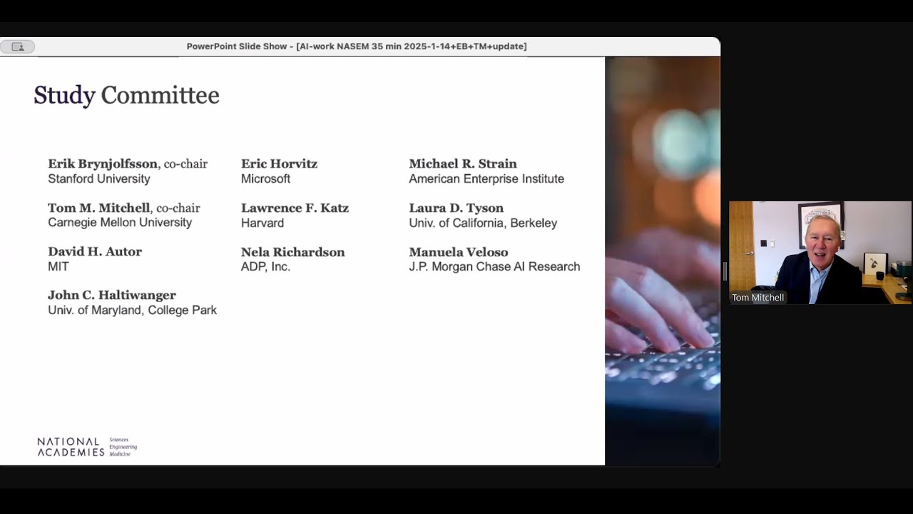 Erik Brynjoffssion and Tom Mitchell, National Academies Report on AI and the Future of Work Webinar
