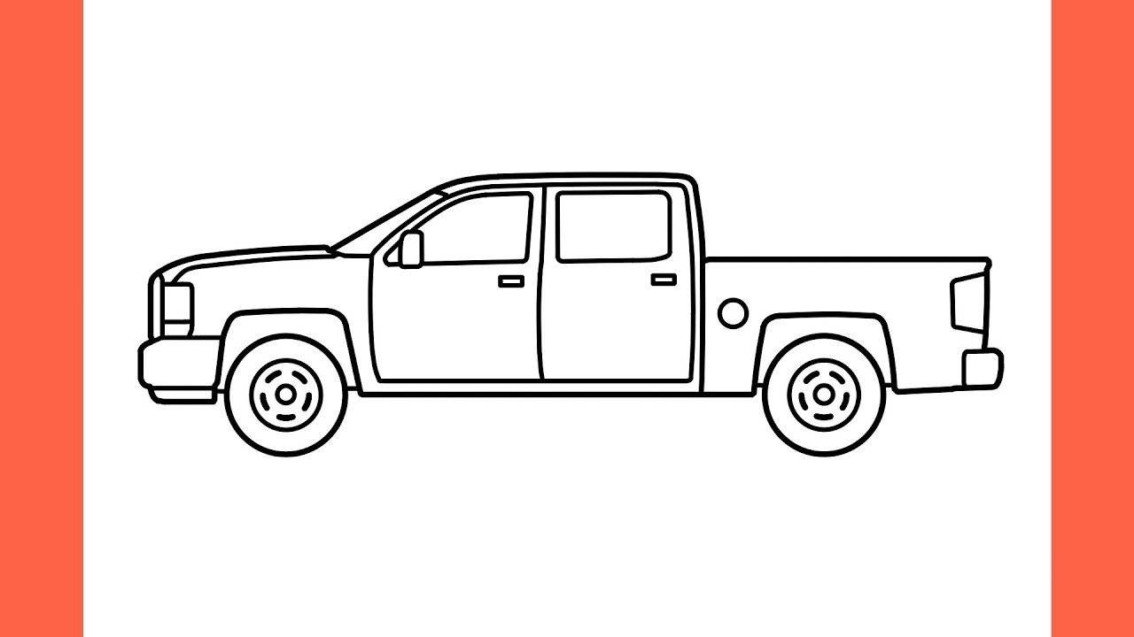 How to draw a PICKUP step by step / drawing Chevrolet Silverado pickup easy