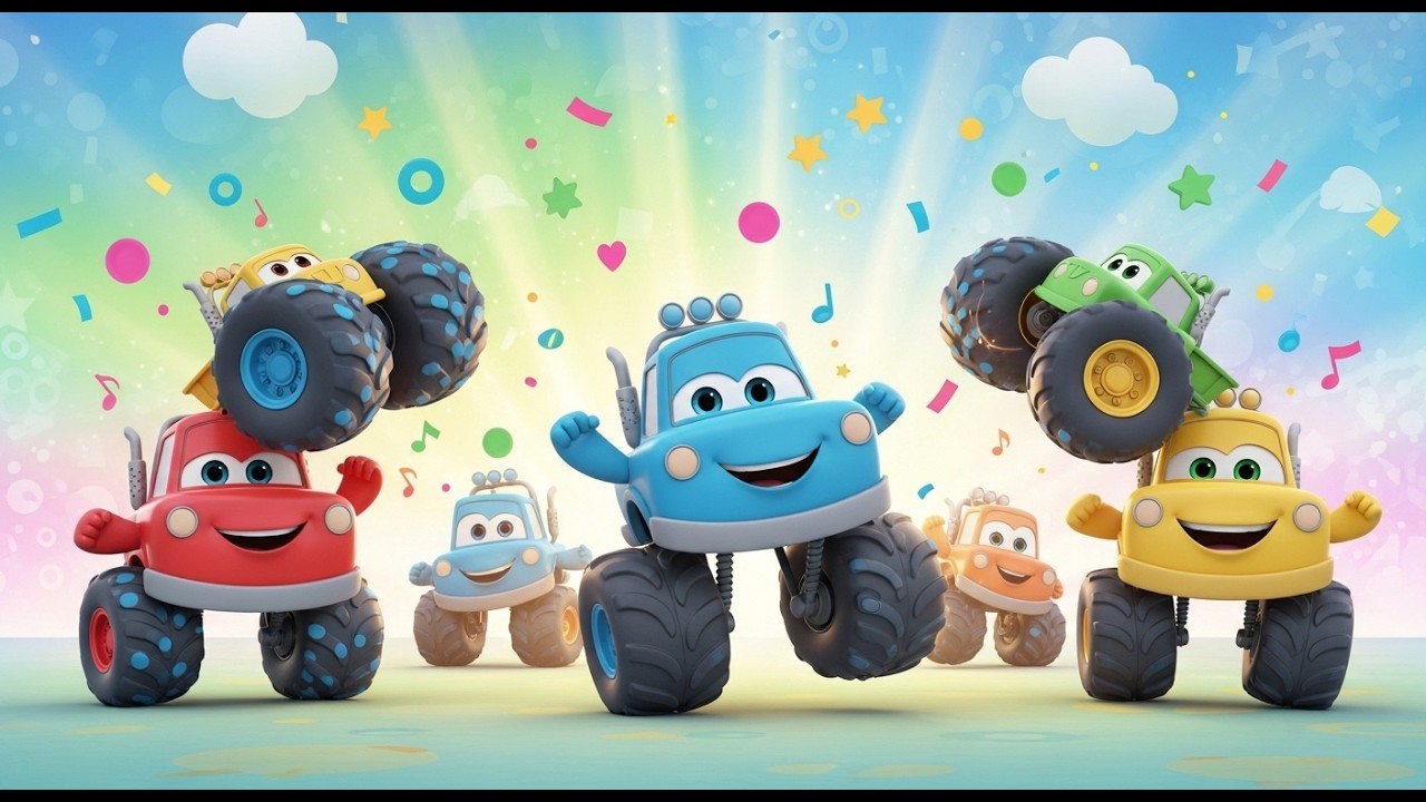 🚚 Monster Truck Dance 🎶 Big Wheels Fun Song for Babies & Toddlers | Baby Giggles TV