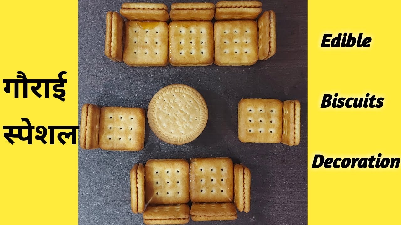 Gaurai Special Edible Biscuit Decoration | How to make Edible Sofa set & Train Using Biscuit |