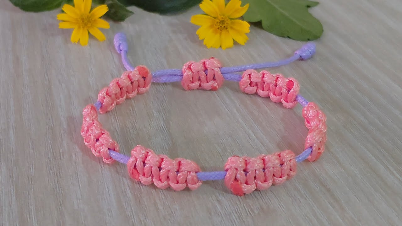 PULSERA FACIL DE HACER NUDO PLANO O CUADRADO EN HILO