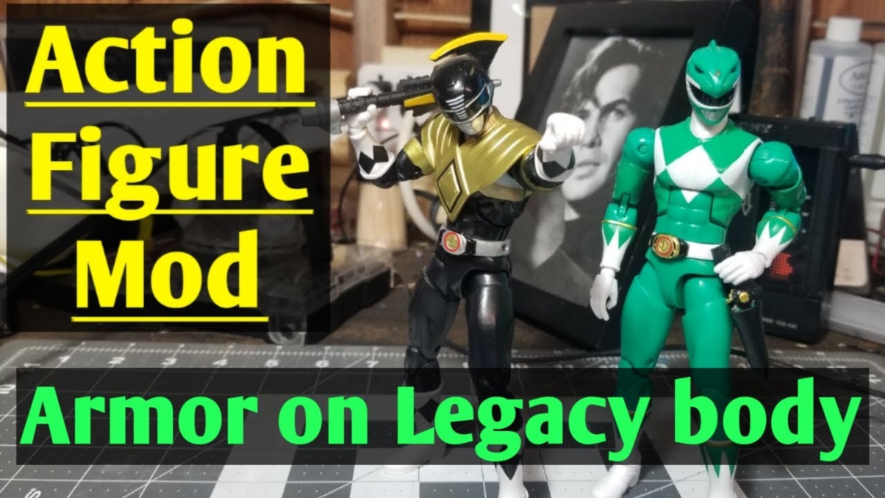 Custom Action Figure - Power Rangers Legacy Collection - Armored Black Ranger and Unarmored Green
