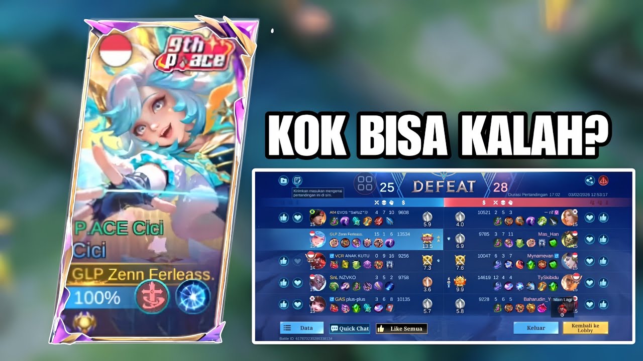 ​DETIK-DETIK EPIC COMEBACK YANG GAGAL - GAMEPLAY CICI SOLO RANK PART 1 - MOBILE LEGENDS