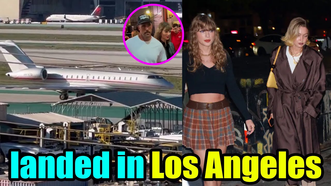 Taylor Swift's private PLANE lands at Los Angeles airport to reunite with Travis Kelce