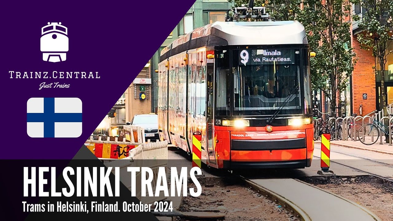 Helsinki trams in autumn. October 2024 Finland.