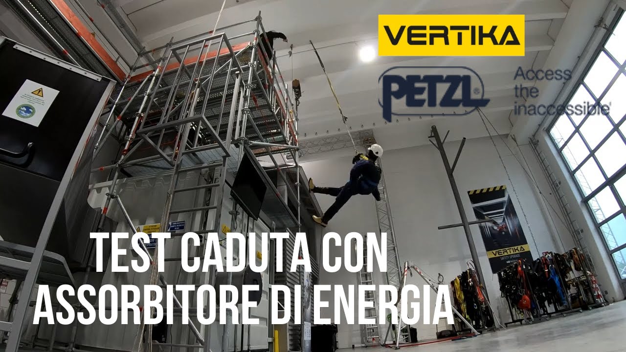 Test caduta con cordino a Y con assorbitore di energia Petzl