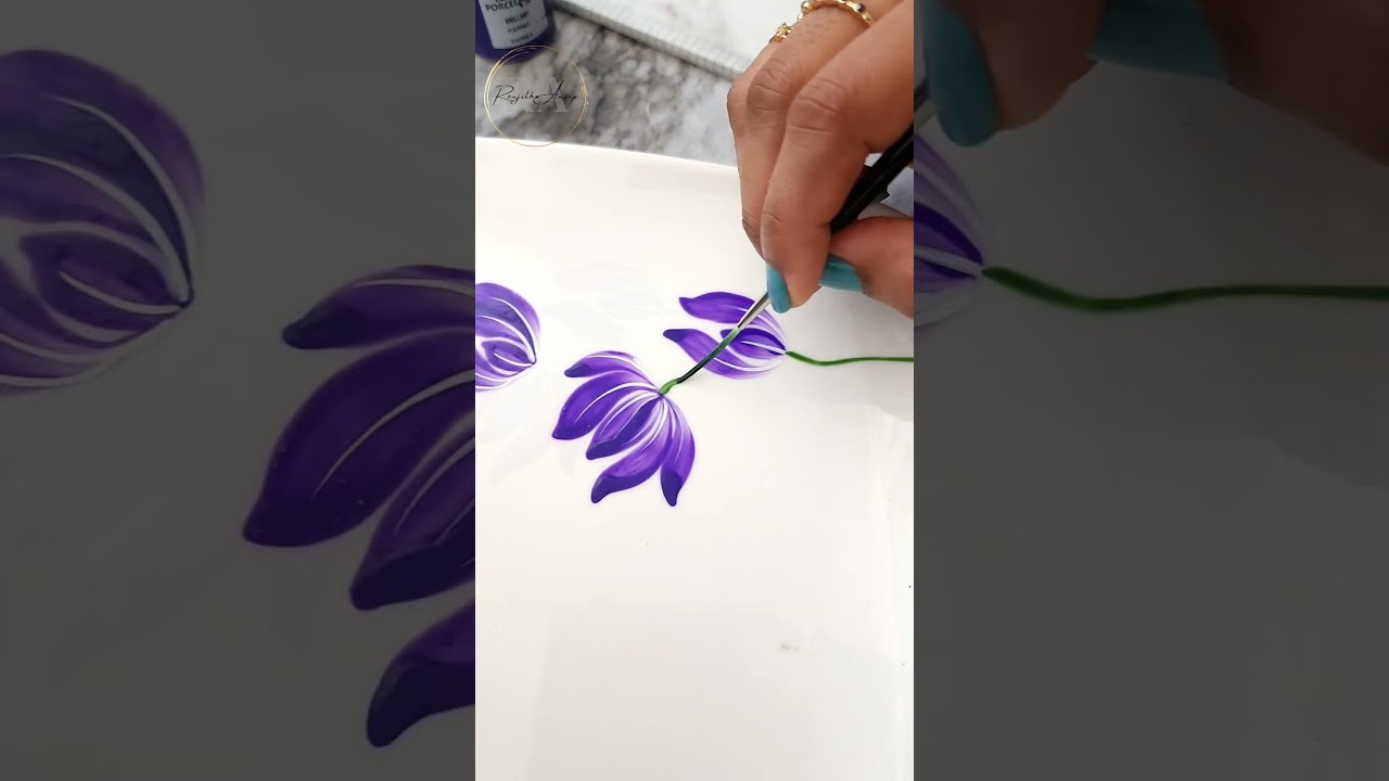 💫✨️ INCREDIBLE & Easy Painting floral pattern on ceramic plate using PORCELAIN paints #shorts