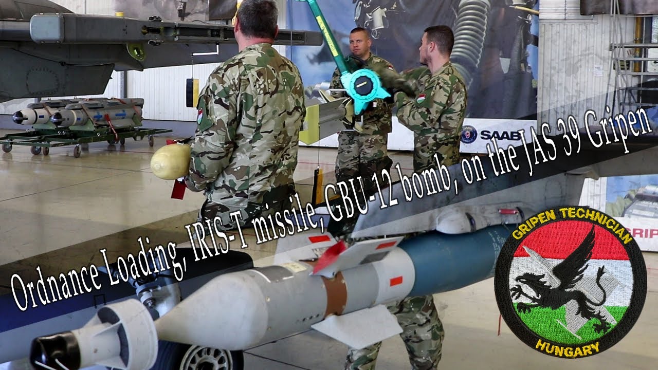 Ordnance Loading, IRIS-T missile, GBU-12 bomb, on the JAS 39 Gripen 