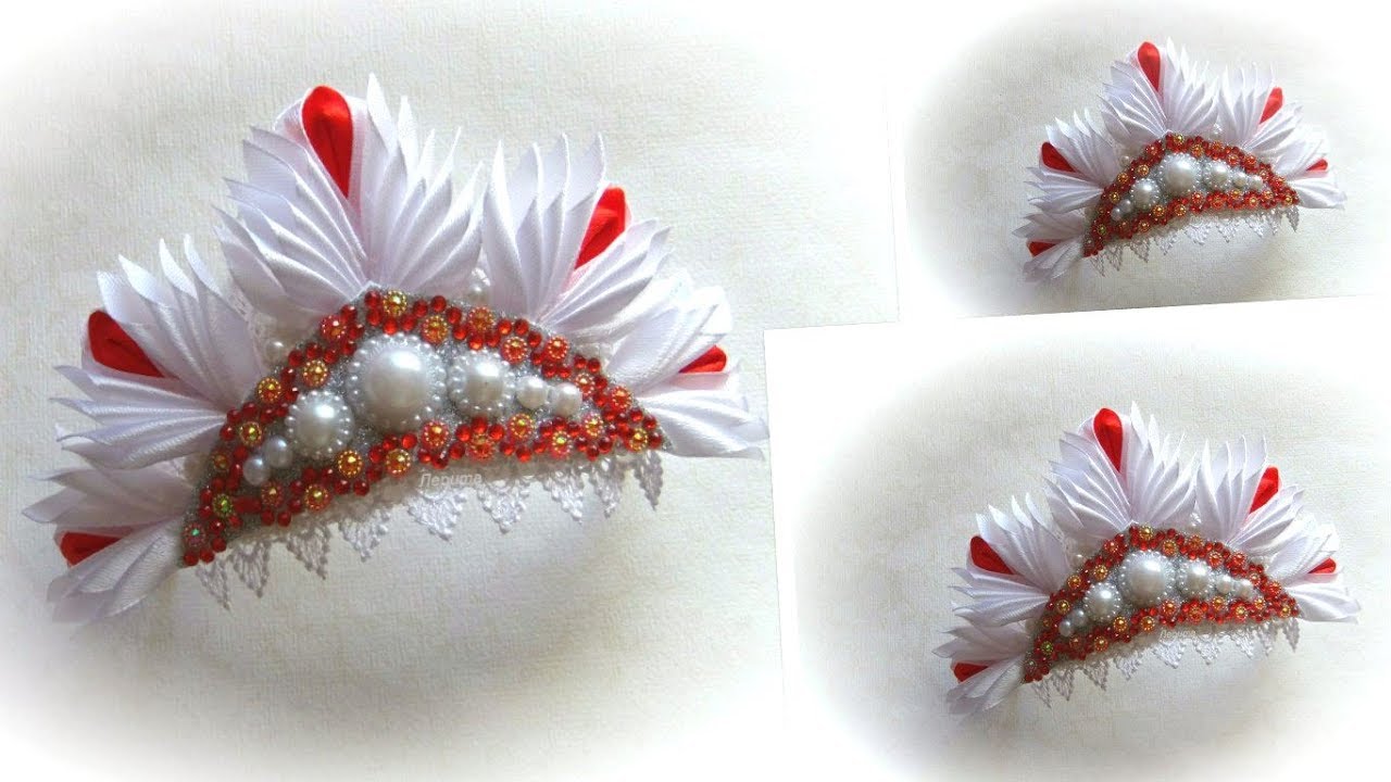 Корона на новый год своими руками из лент канзаши мк /diy crown