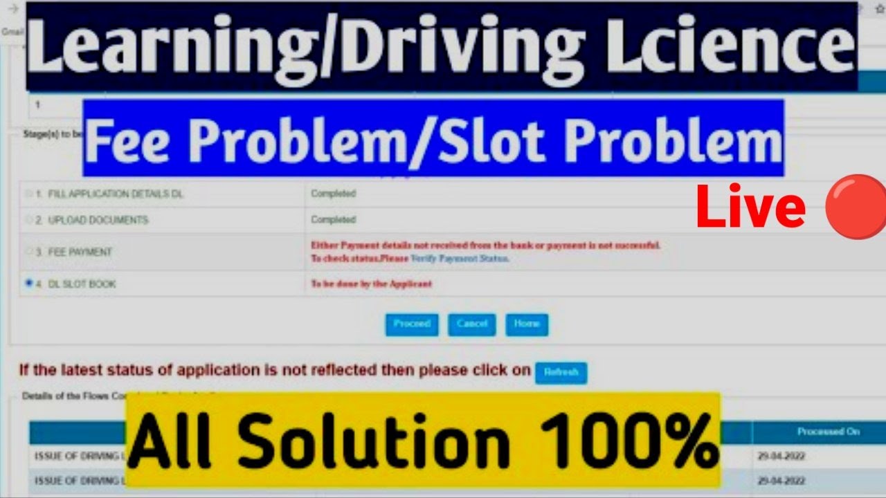 Learning /Driving licence payment problem | payment pending | payment failed | slot book 2023
