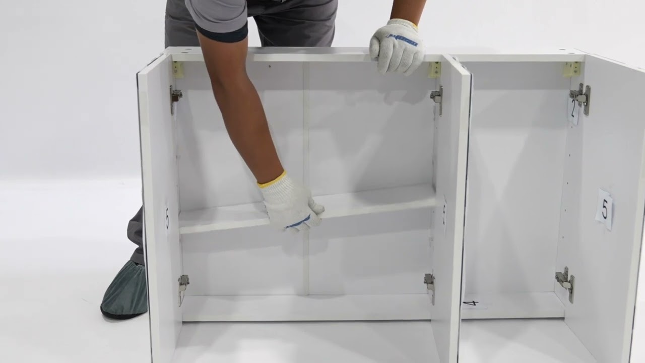 Three-door mirror cabinet installation video