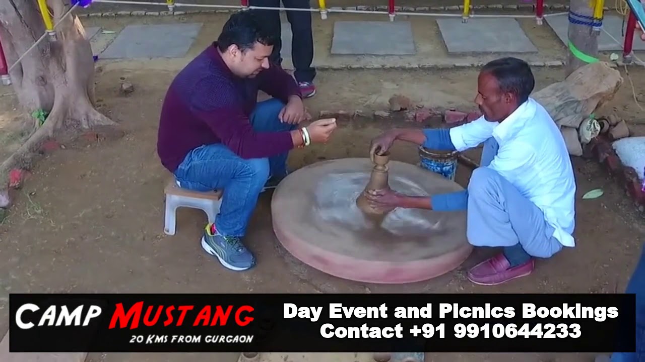 Pottery Making at Camp Mustang  20 Kms from Gurgaon. Team Outing,Day Picnic, Team Building