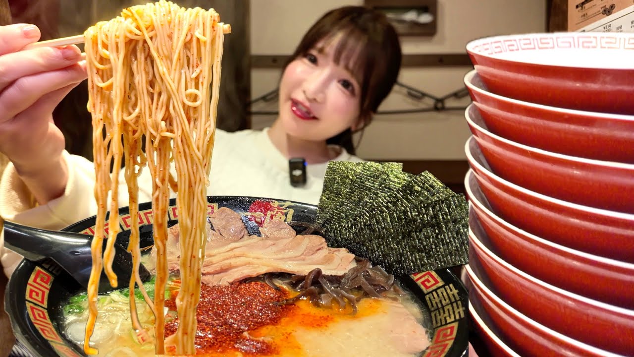 【大食い】一蘭ラーメン替玉チャレンジ【もえあず】