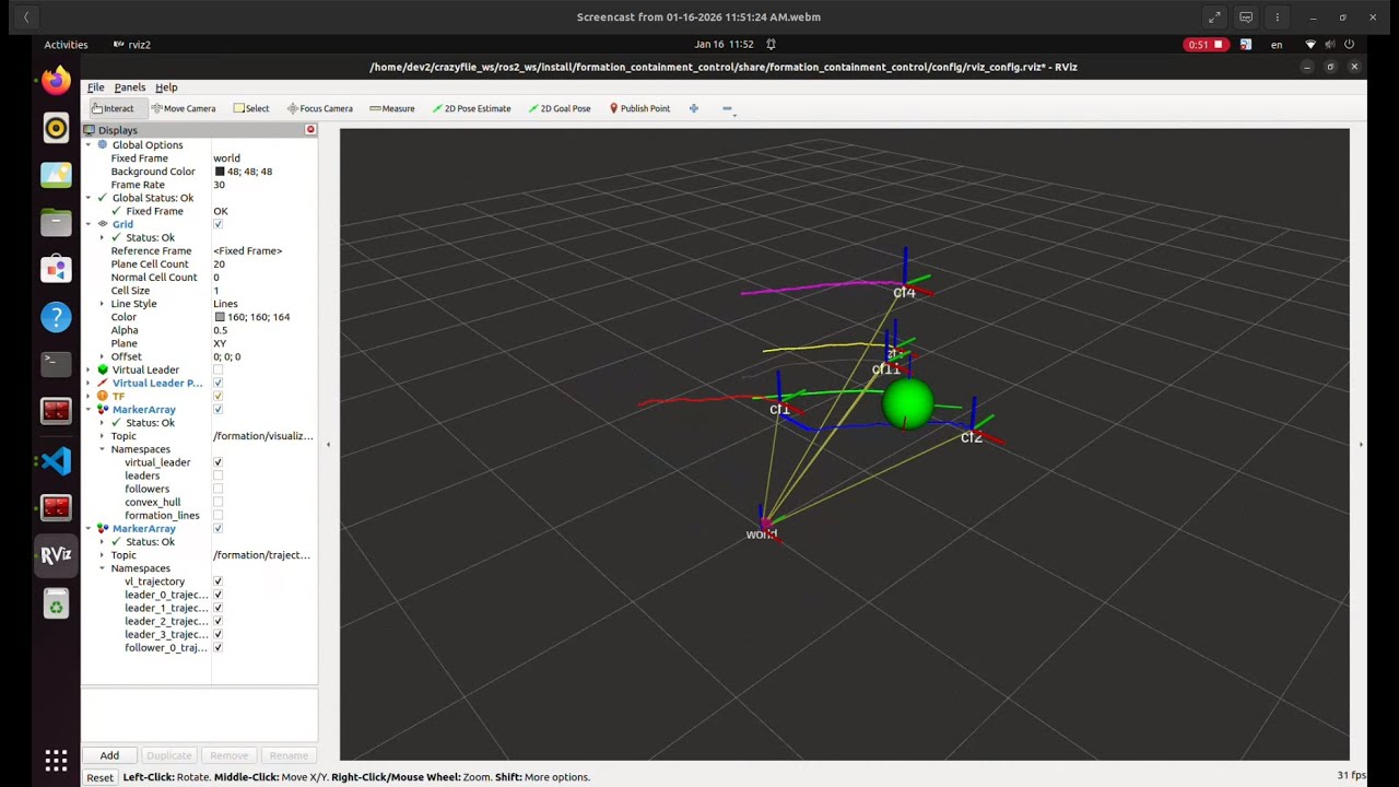Demo #1 Crazyswarm || Formation Control (Leader Virtual) by LSMR