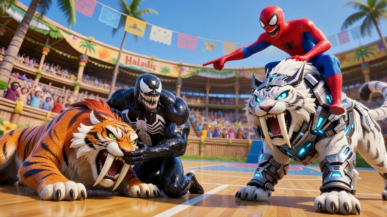 🐅🕷️SPIDERMAN Wins the Toothed Tiger Championship Racing – Epic Battle Challenge