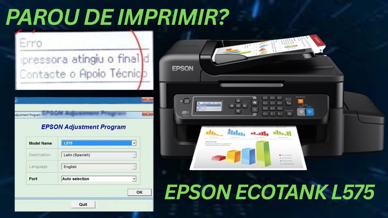 Como RESETAR a almofada da impressora Epson Ecotank L575, L375 e L475 – Passo a Passo Fácil