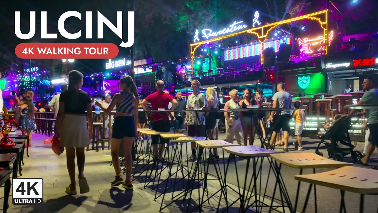 Ulcinj Nightlife & Summer Vibes: Šetnja po Maloj Plazi | Montenegro, Ulqini City Tour 2024 | 4K