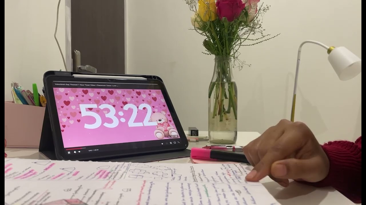 Study with me | Galentines Day Special 💖💘📝| 1 hour | Asmr | UPSC