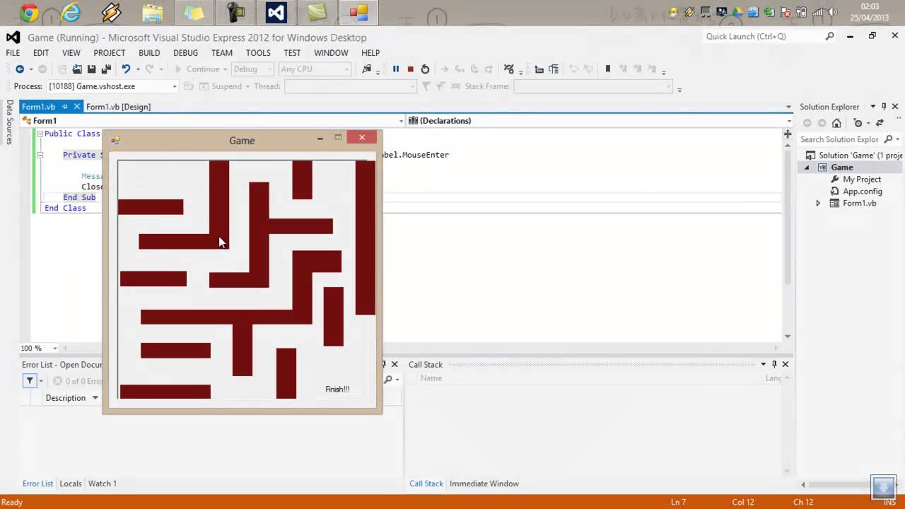 Tutorial Visual Basic (maze game)