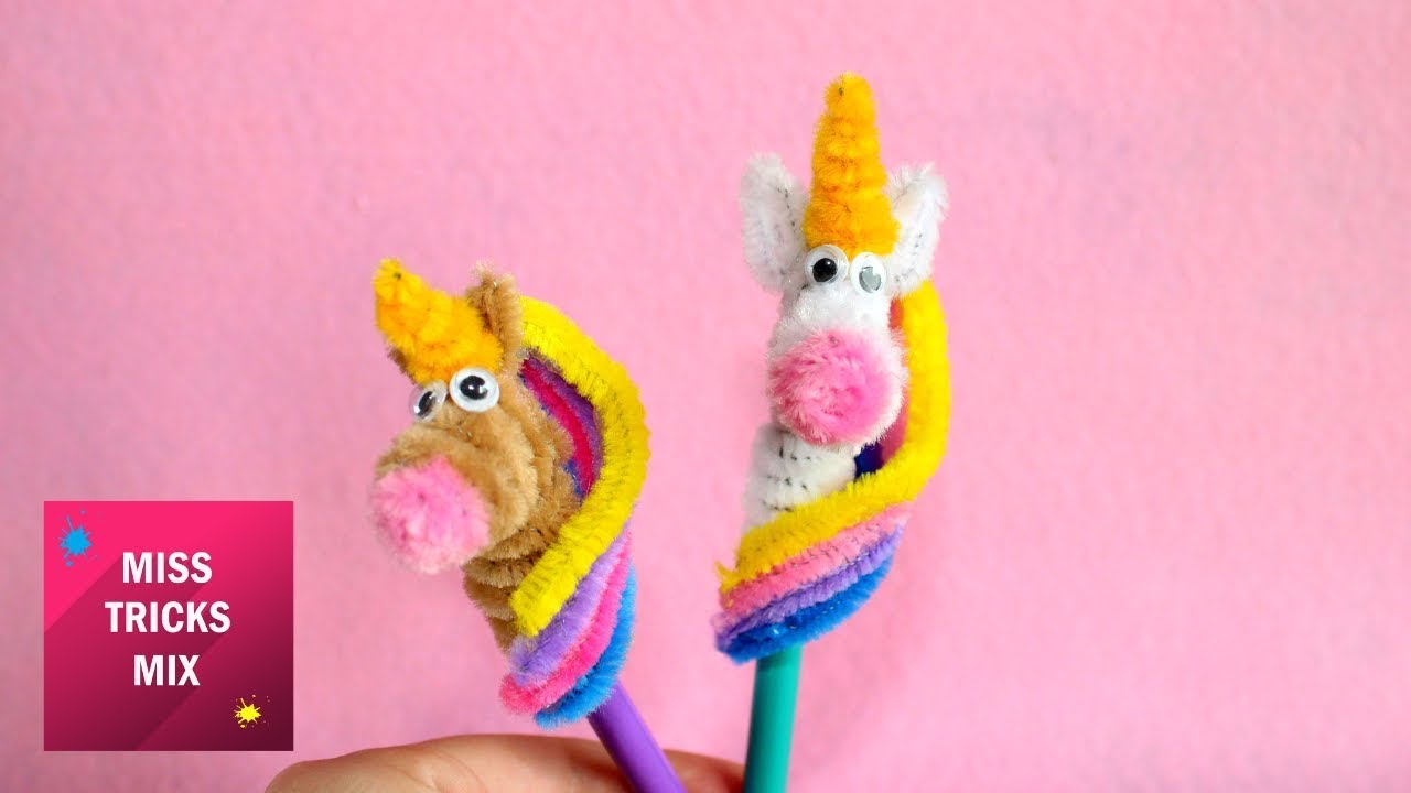 Pipe Cleaner Unicorn Pencil Topper Step By Step DIY / Pipe Cleaner Crafts.