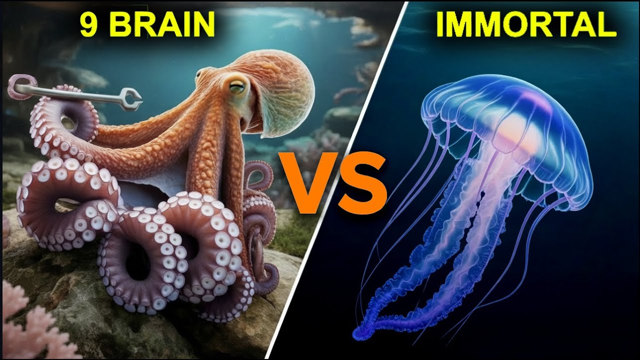Octopus vs Jellyfish | 9‑Brain Intelligence vs the “Immortal” Jellyfish