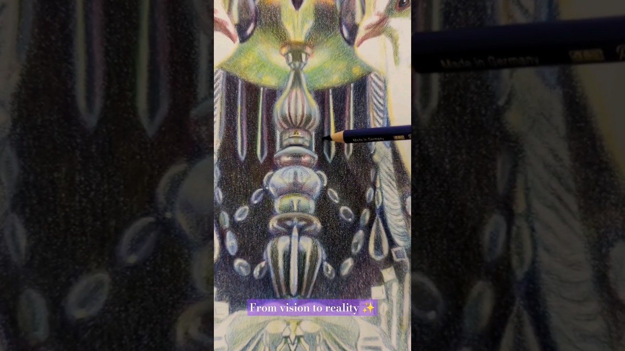 from vision to reality in colored pencil art : drawing process #visionaryart