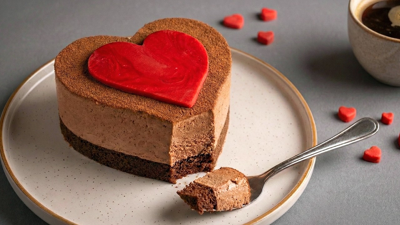 Heart STRAWBERRY CHOCOLATE MOUSSE Cake Recipe | Valentine's Day Cake