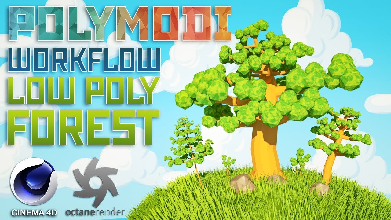 Cinema 4D Tutorial - Model and Animate Low Poly Tree, Grass, Stone Forest Elements