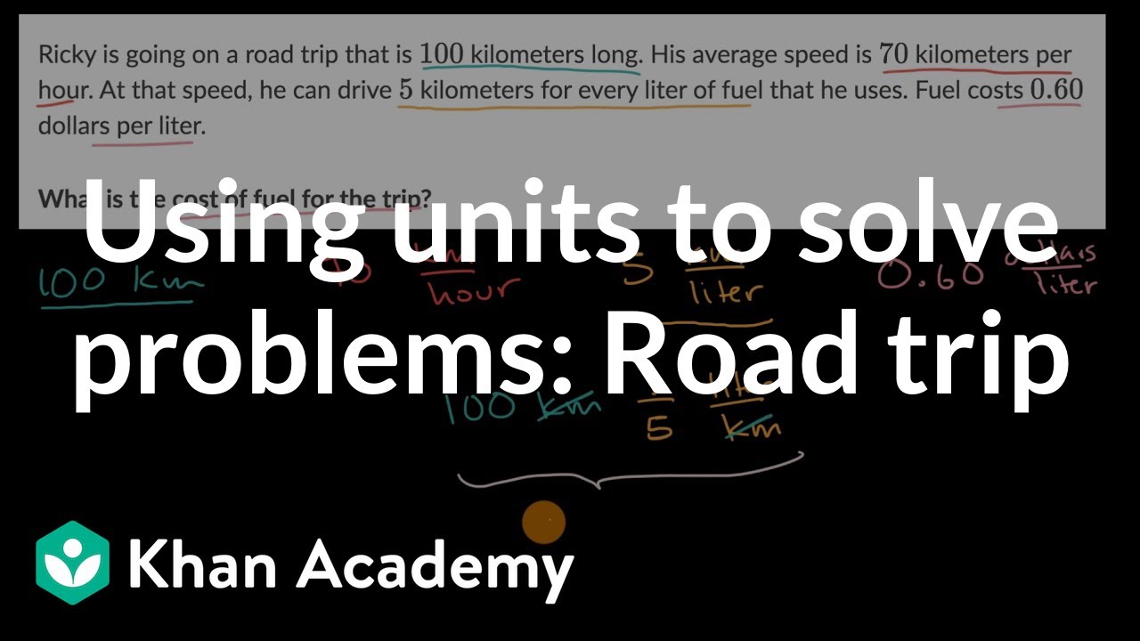 Using units to solve problems: Road trip | Working with units | Algebra I | Khan Academy
