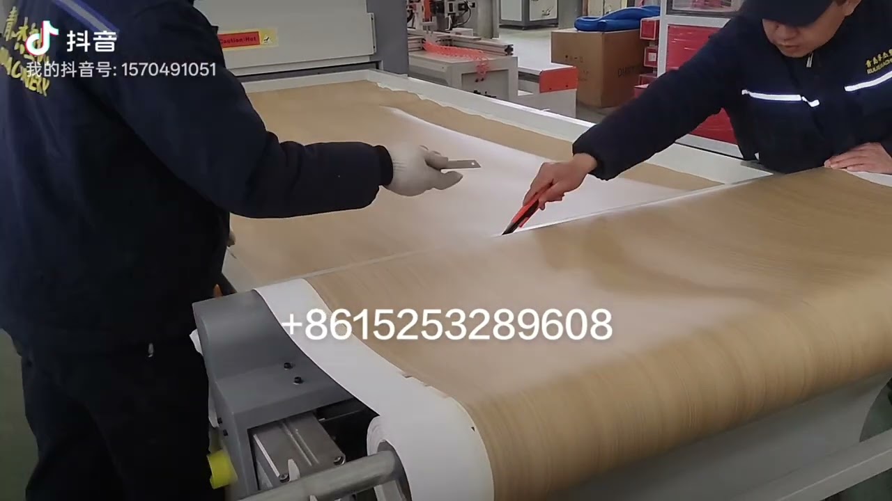 Wood-plastic composite door (WPC door) vacuum adsorption production line.