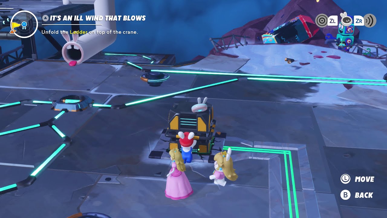 Mario + Rabbids Sparks Of Hope: Unfold the ladder on top of the crane
