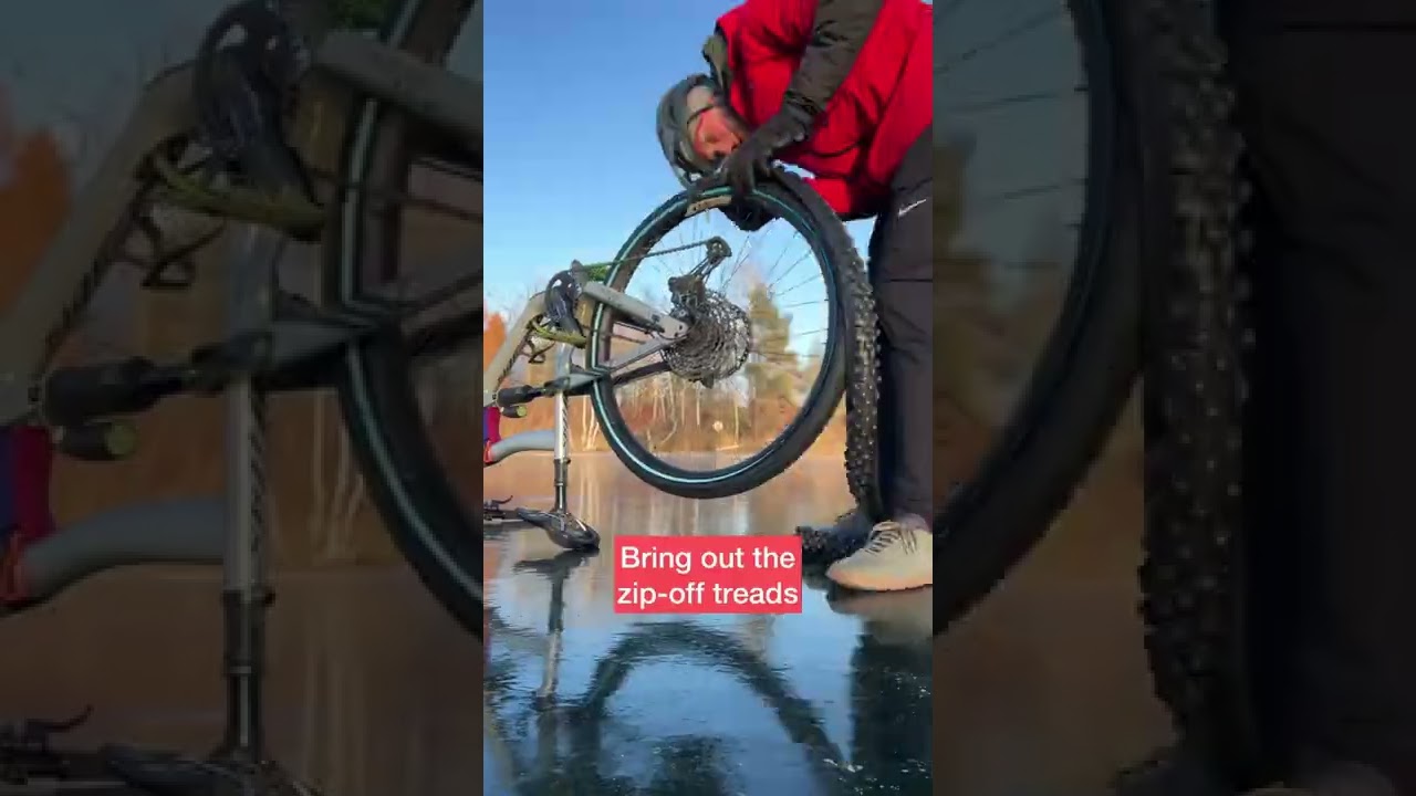 Zip off studded tires vs. frozen lake!
