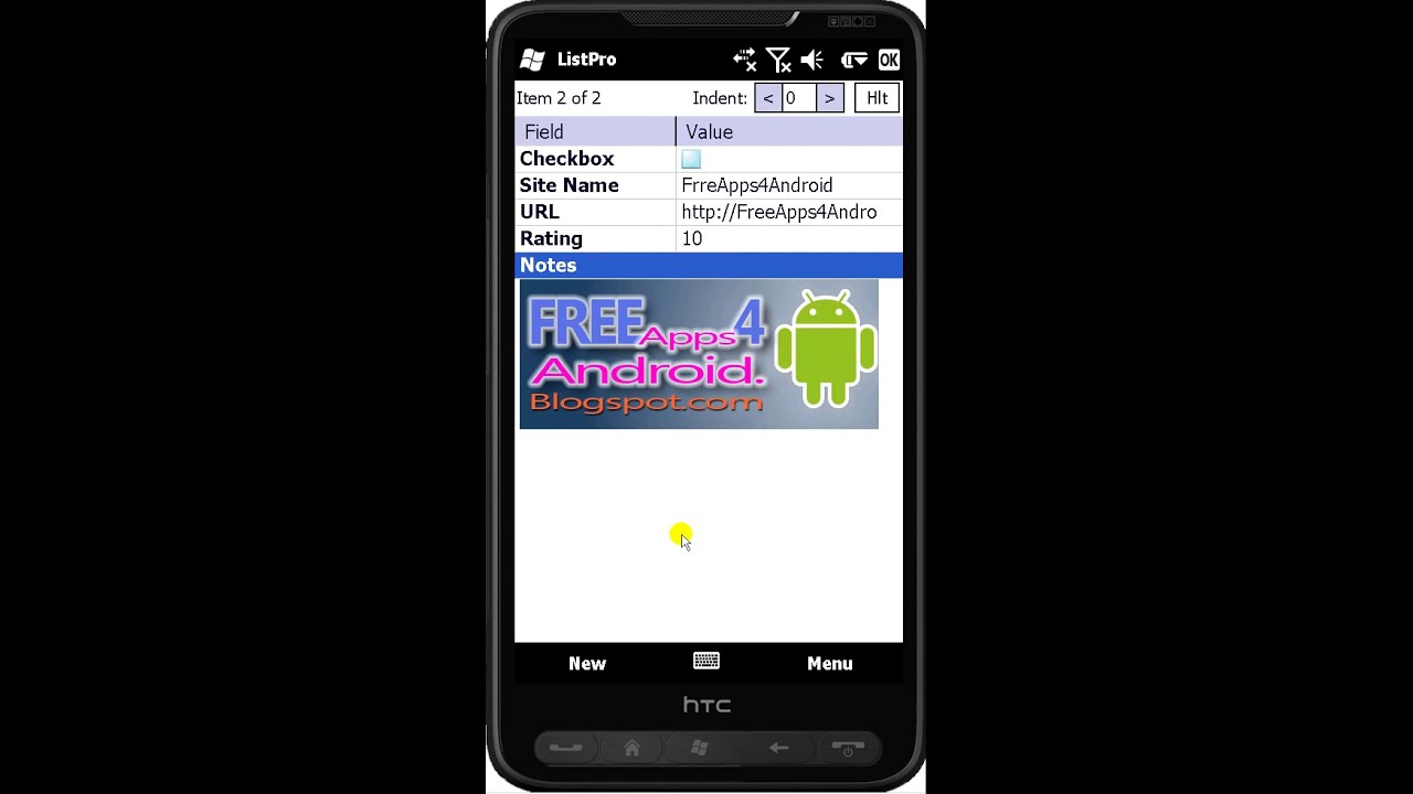 ListPro App for windows mobile on HTC HD2