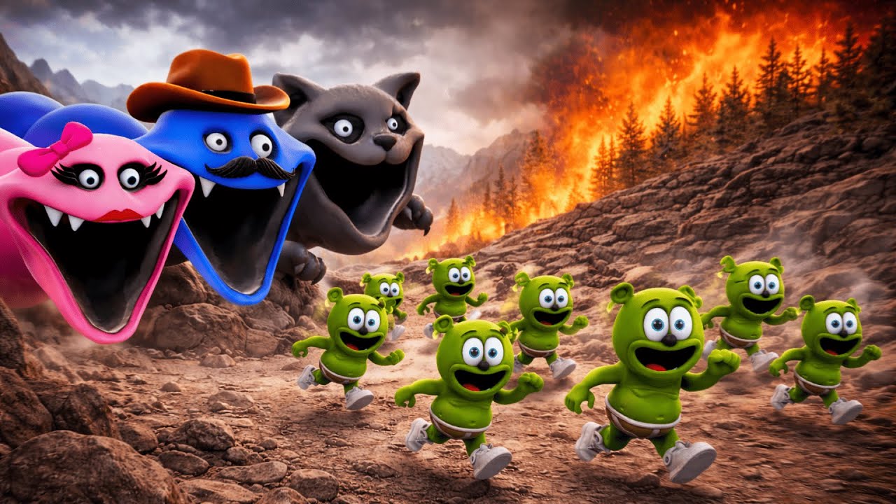 😲 HUNGRY WORM FAMILY VS GUMMY BEARS— DEATHRUN!