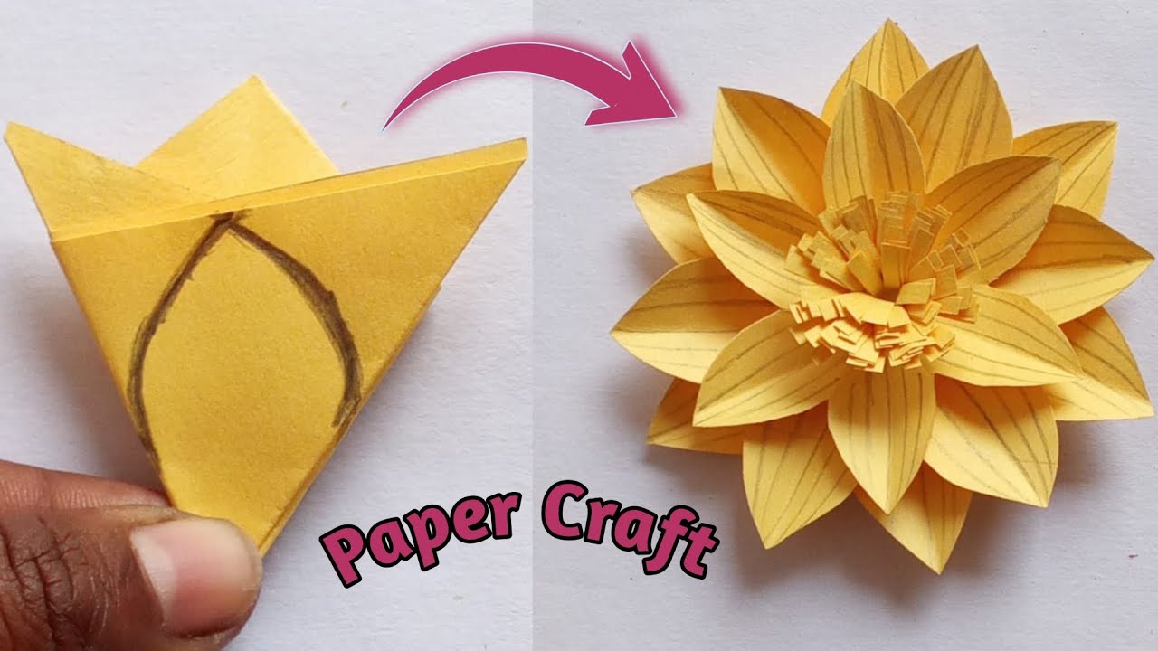 💞New ! Easy Paper Flower making | Cute Yellow Paper flower craft | Diy Preety Paper Flower Step wise